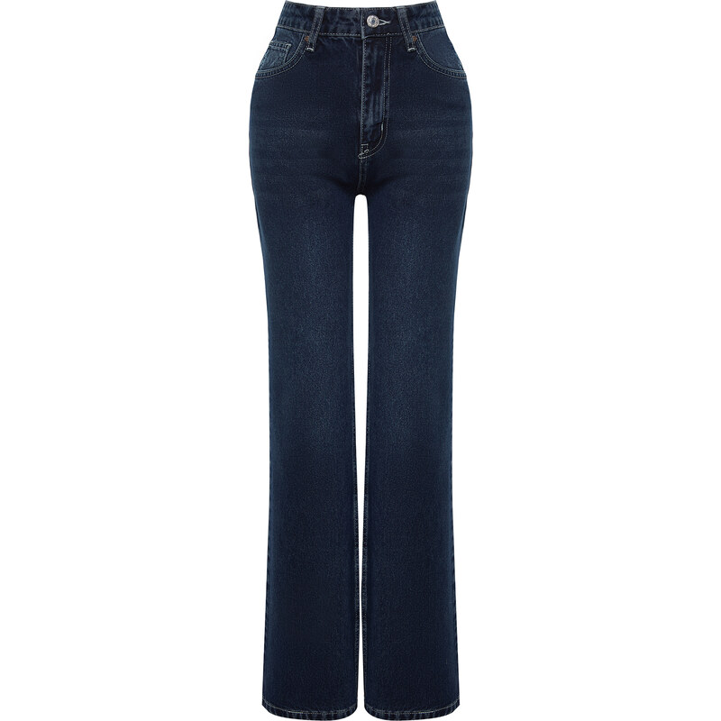 Trendyol Dark Blue High Waist Wide Leg Jeans