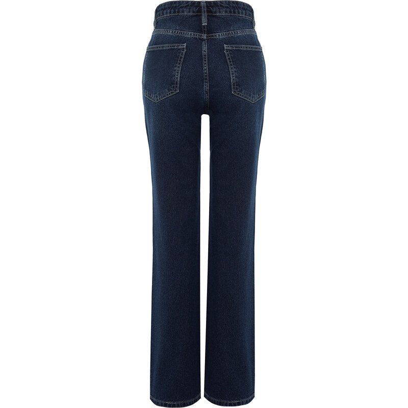 Trendyol Dark Blue High Waist Wide Leg Jeans