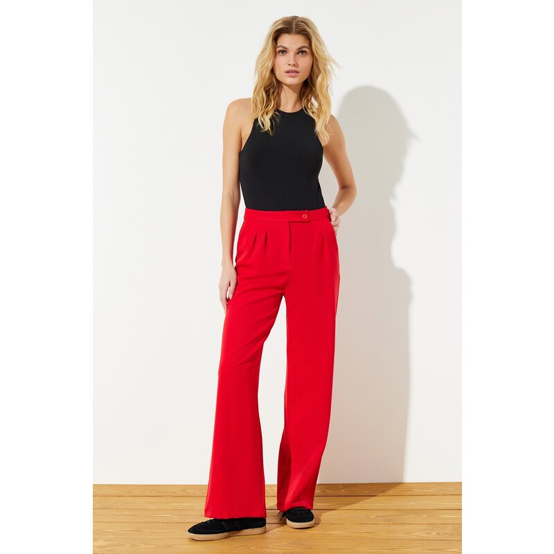 Trendyol Red Wide Leg/Wide Leg Woven Trousers