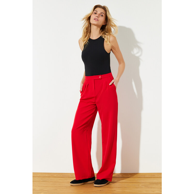 Trendyol Red Wide Leg/Wide Leg Woven Trousers