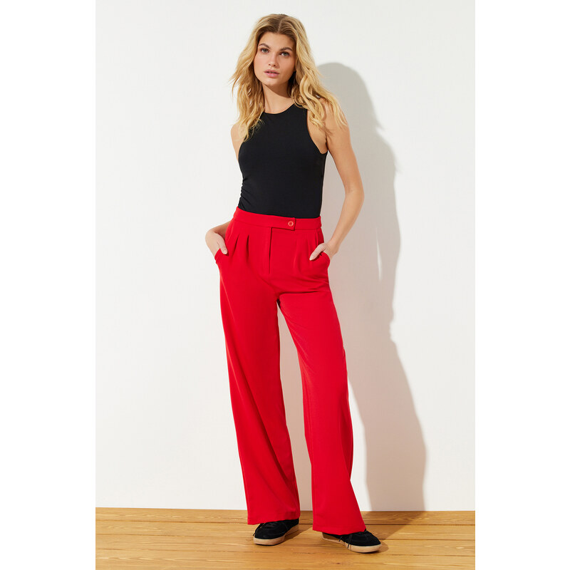 Trendyol Red Wide Leg/Wide Leg Woven Trousers