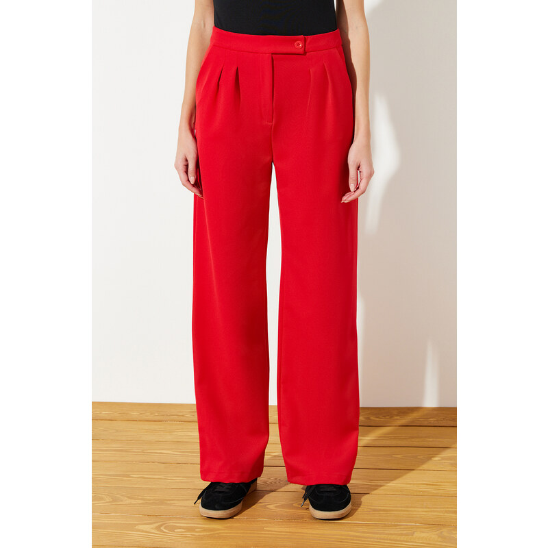 Trendyol Red Wide Leg/Wide Leg Woven Trousers