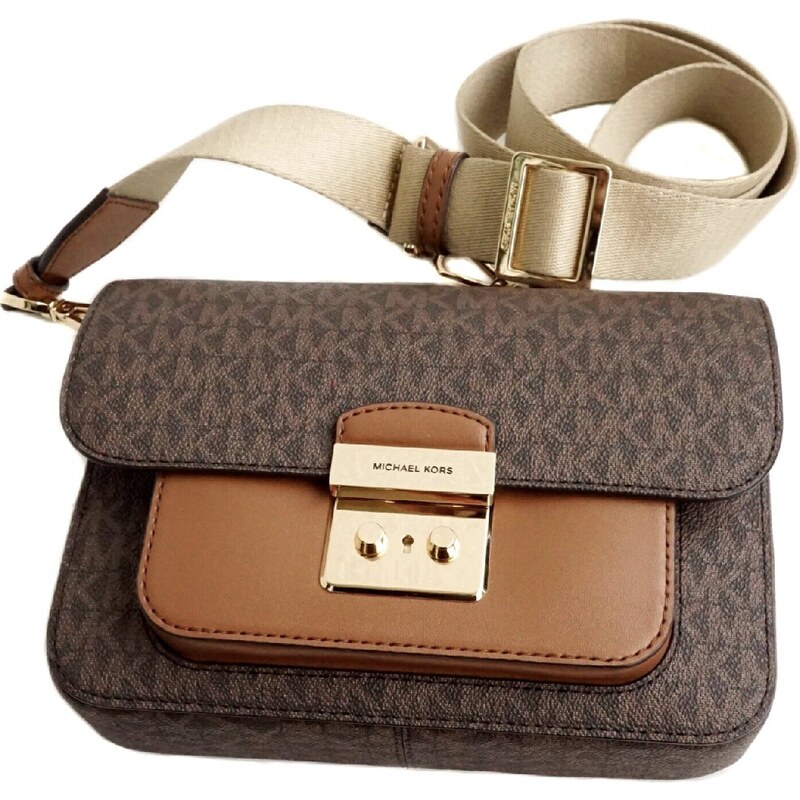 Michael Kors crossbody kabelka Sloan flap md logo hnědá