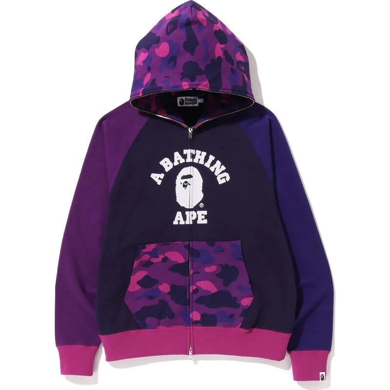 Bape Color Camo Relaxed Fit Full Zip Hoodie Purple