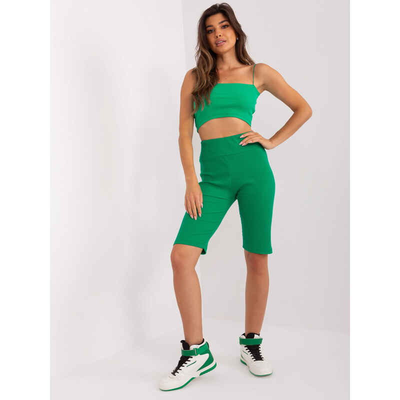 RELEVANCE ZELENÉ ŽEBROVANÉ BIKER SHORTS -GREEN Zelená