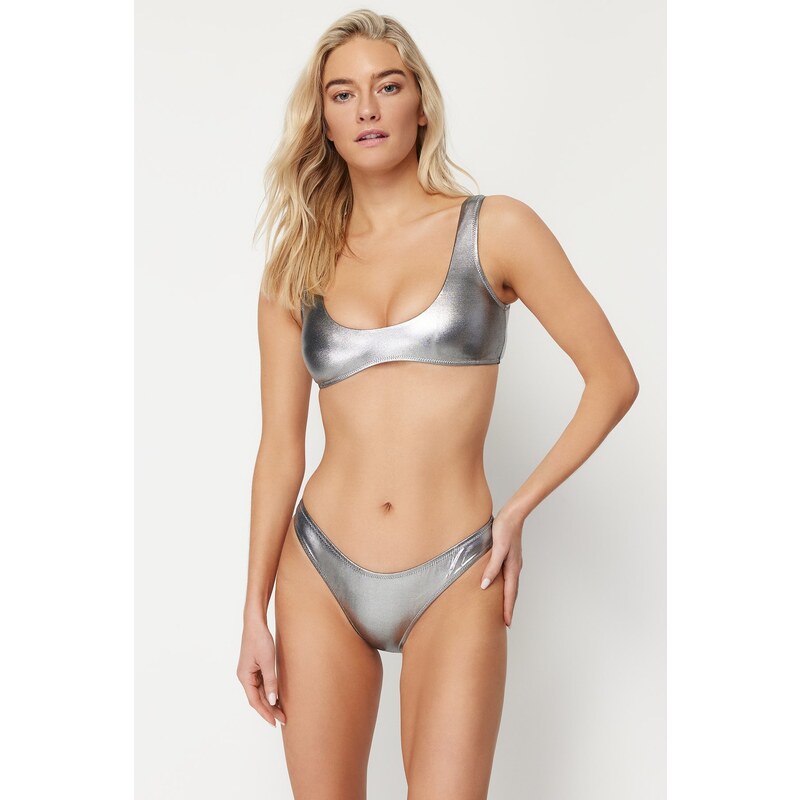 Trendyol Silver Bralette Regular Bikini Set