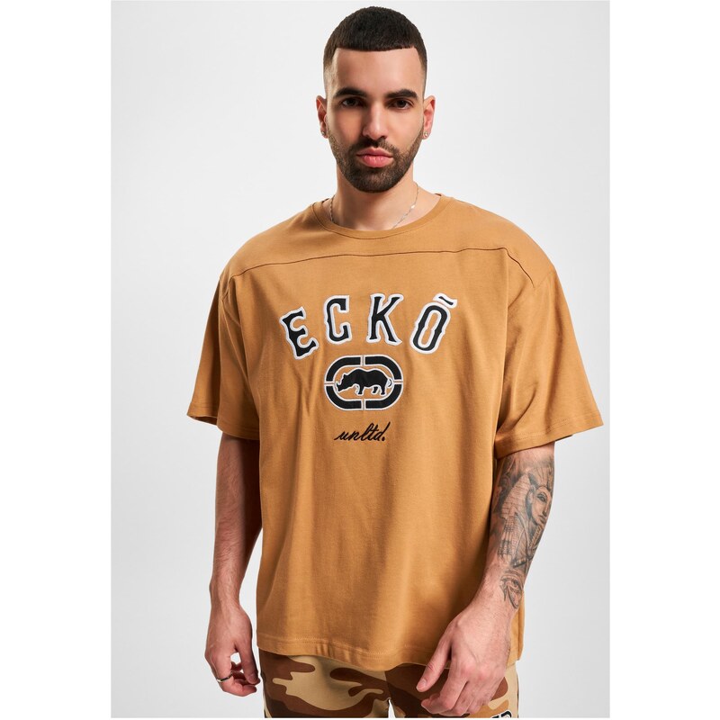 Společnost Ecko Unltd. Hnědé tričko Boxy Cut