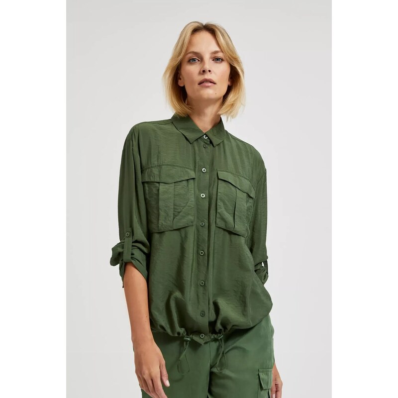 Moodo Zelená khaki dámská košile