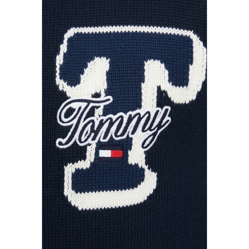 Bavlněný svetr Tommy Jeans tmavomodrá barva, lehký