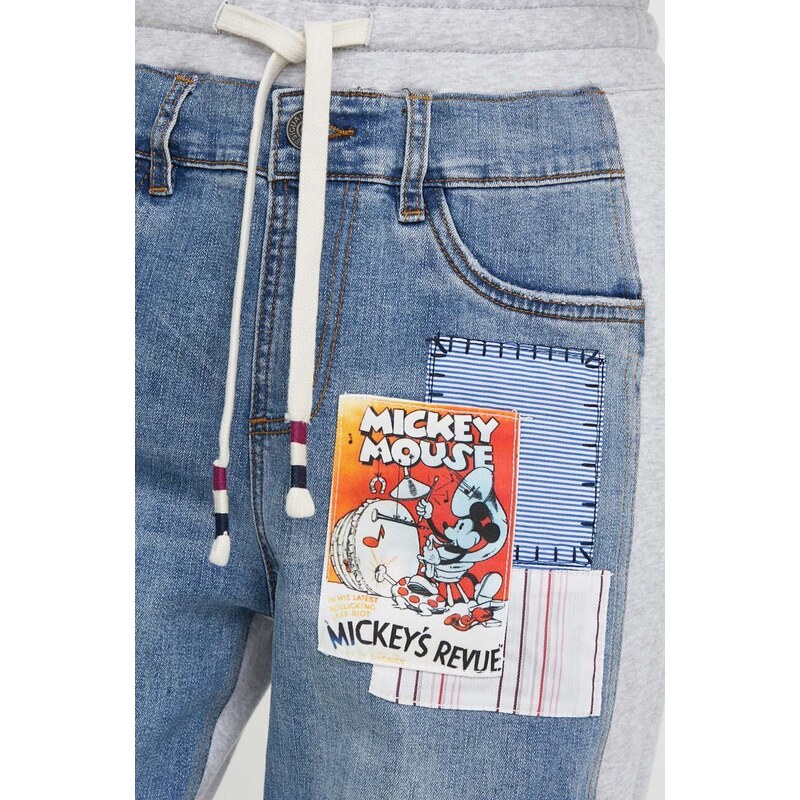 Kalhoty Desigual x Disney JOGGER dámské, šedá barva, high waist, 24SWDD68