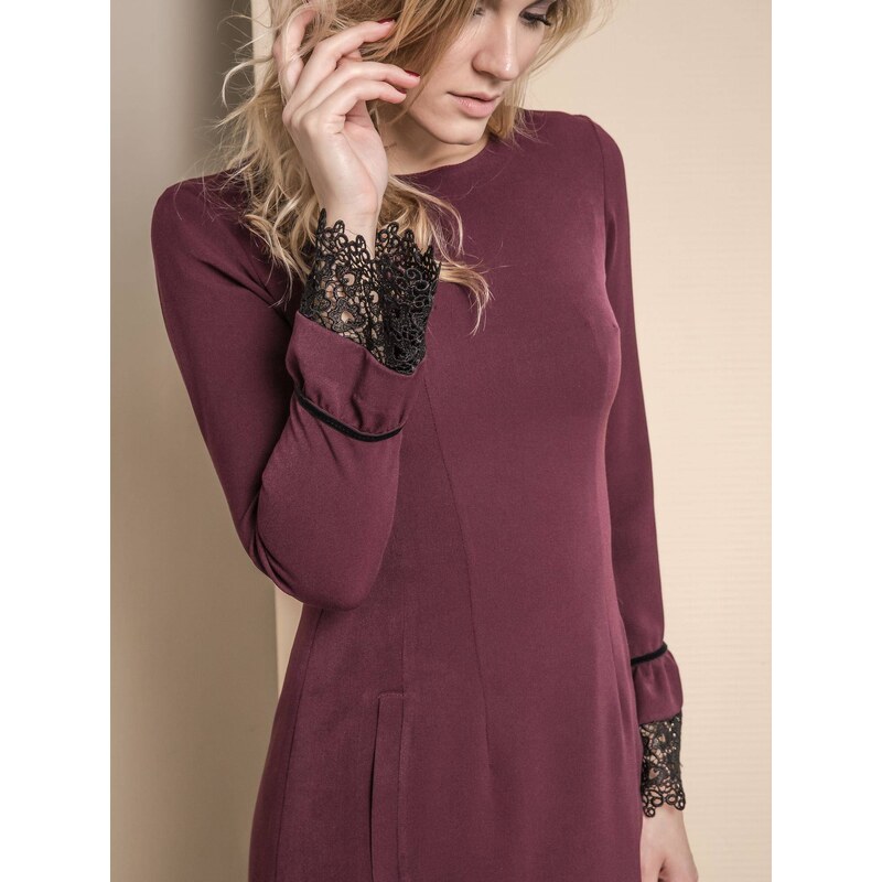 MISS CITY DRESS WITH LACE AT THE SLEEVES PURPLE