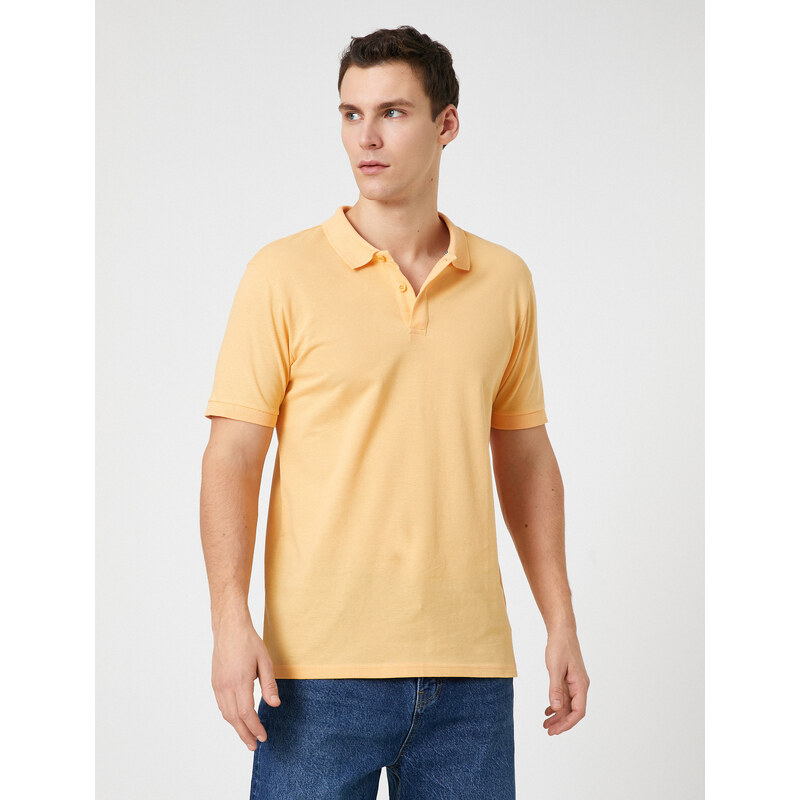 Koton Basic Tričko Polo Neck Slim Fit s knoflíky.