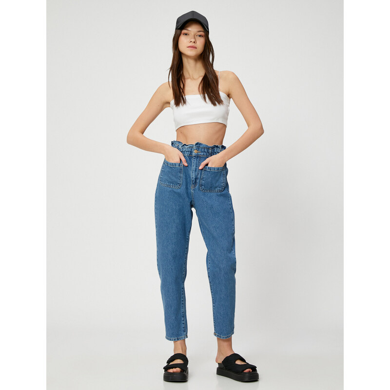 Koton Elastic Waist Jeans High Waist - Baggy Jeans