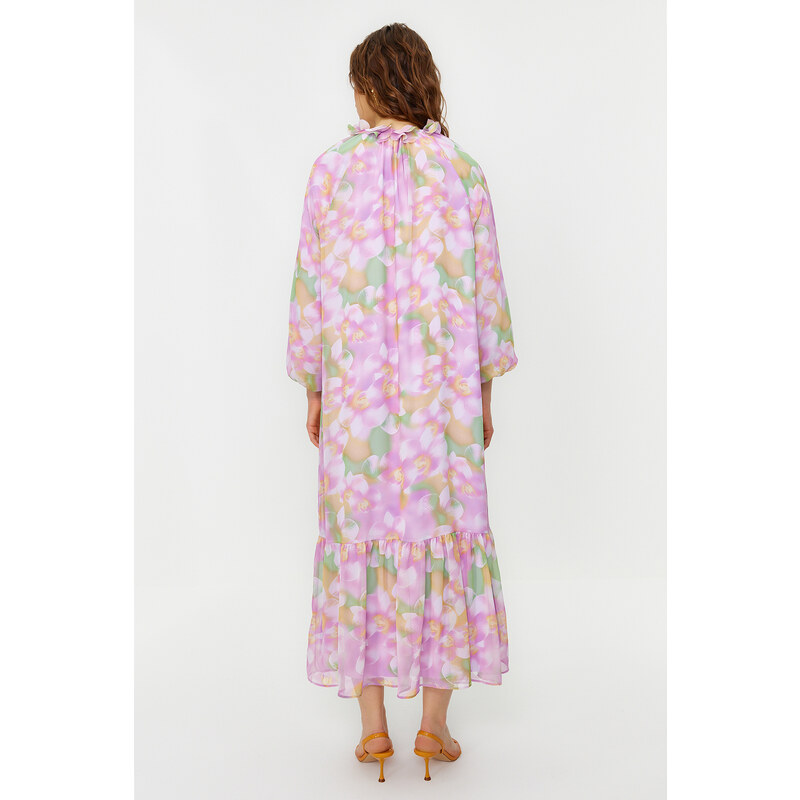 Trendyol Pink Floral Lined Woven Chiffon Dress