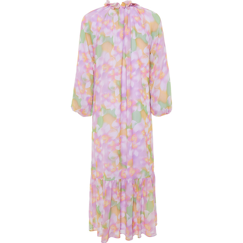 Trendyol Pink Floral Lined Woven Chiffon Dress