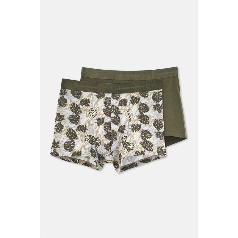 Dagi Dark Green 2-Pack Cotton Patterned Boxer