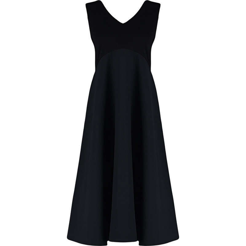 Trendyol Black Waist Open Maxi Fabric Mixed Woven Dress