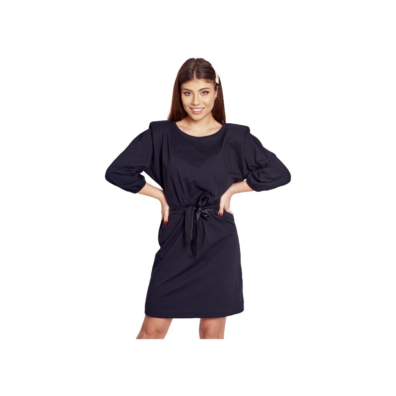 Black dress mini padded shoulders pasel LeMonada