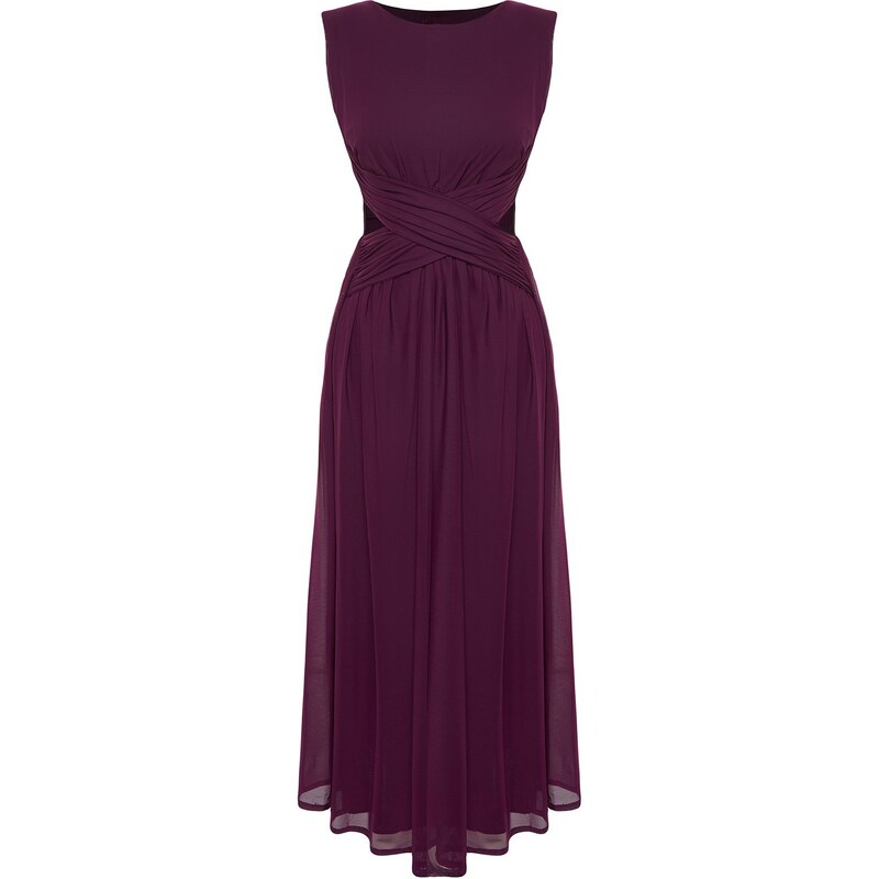 Trendyol Purple Cut Out Detailed Skater/Belt Opening Tulle Dress