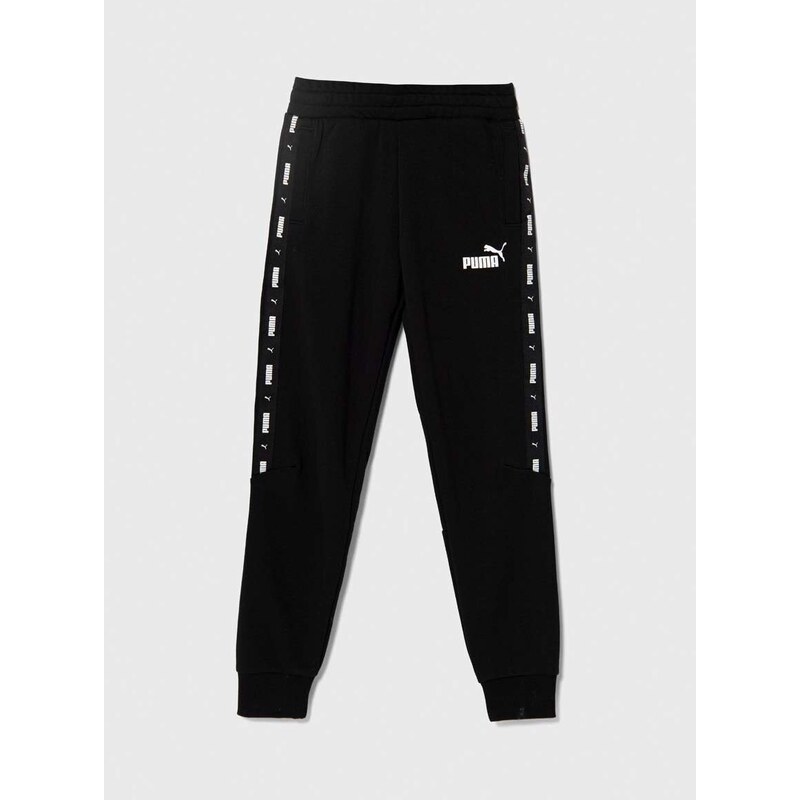 Dětské tepláky Puma ESS Tape Sweatpants TR cl černá barva, s potiskem