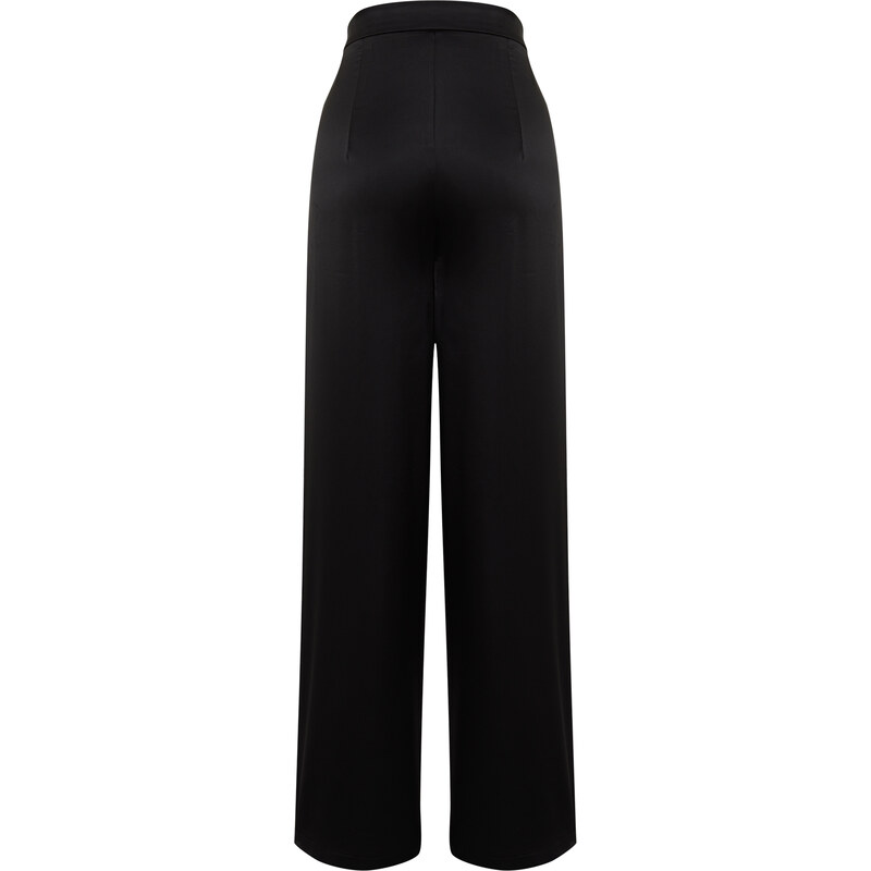 Trendyol Black Wide Leg Satin Trousers