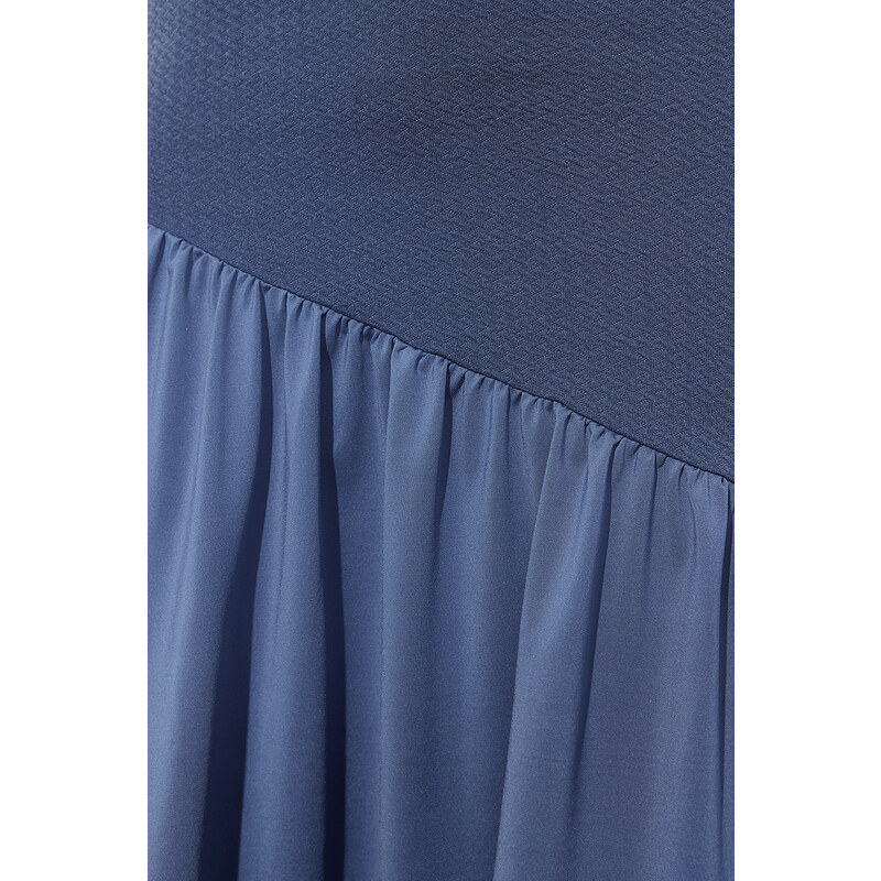 Trendyol Premium Indigo Textured Fabric Detail Maxi Skirt