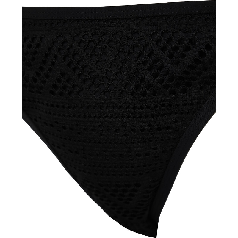 Trendyol Black Triangle Tied Textured Regular Bikini Set