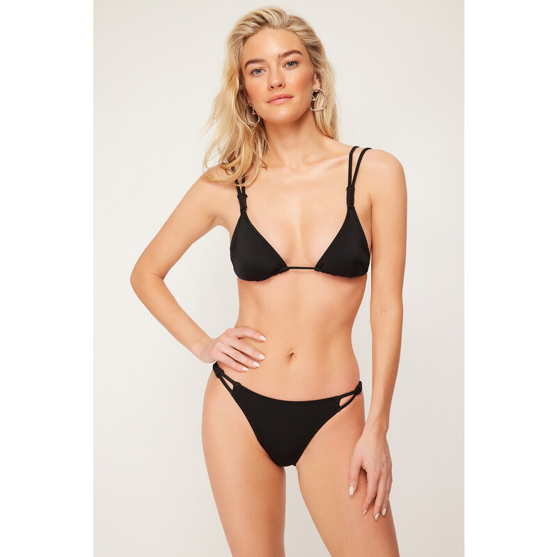 Trendyol Black Knotted Regular Bikini Bottom