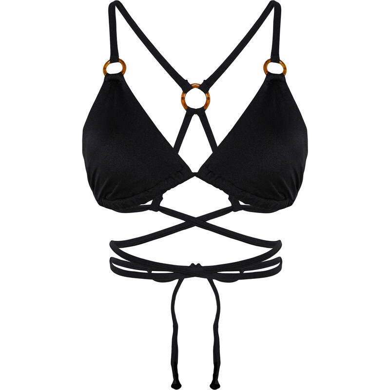 Trendyol Black Triangle Accessory Bikini Top