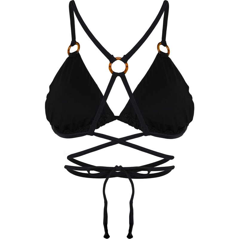 Trendyol Black Triangle Accessory Bikini Top