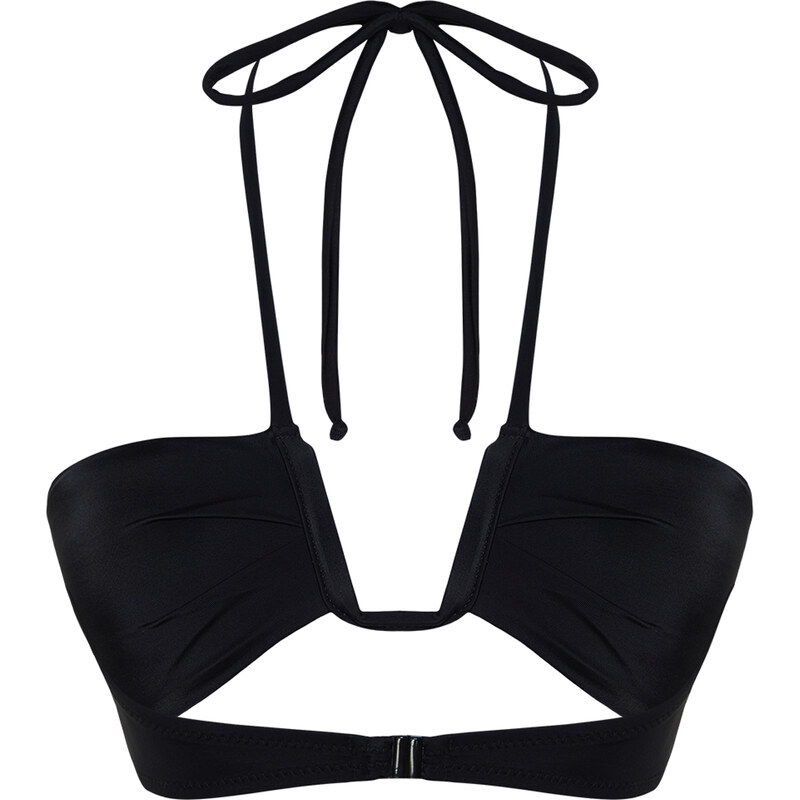 Trendyol Black Strapless Accessorized Bikini Top