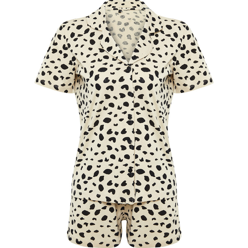 Trendyol Multi Color 100% Cotton Leopard Pattern Knitted Pajamas Set