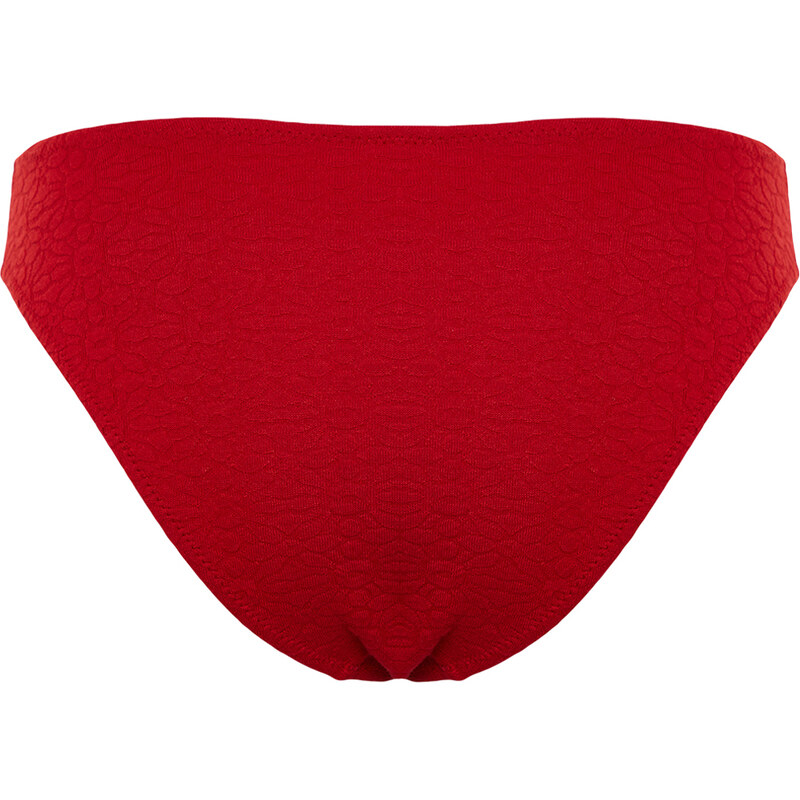 Trendyol Red Textured Regular Bikini Bottom