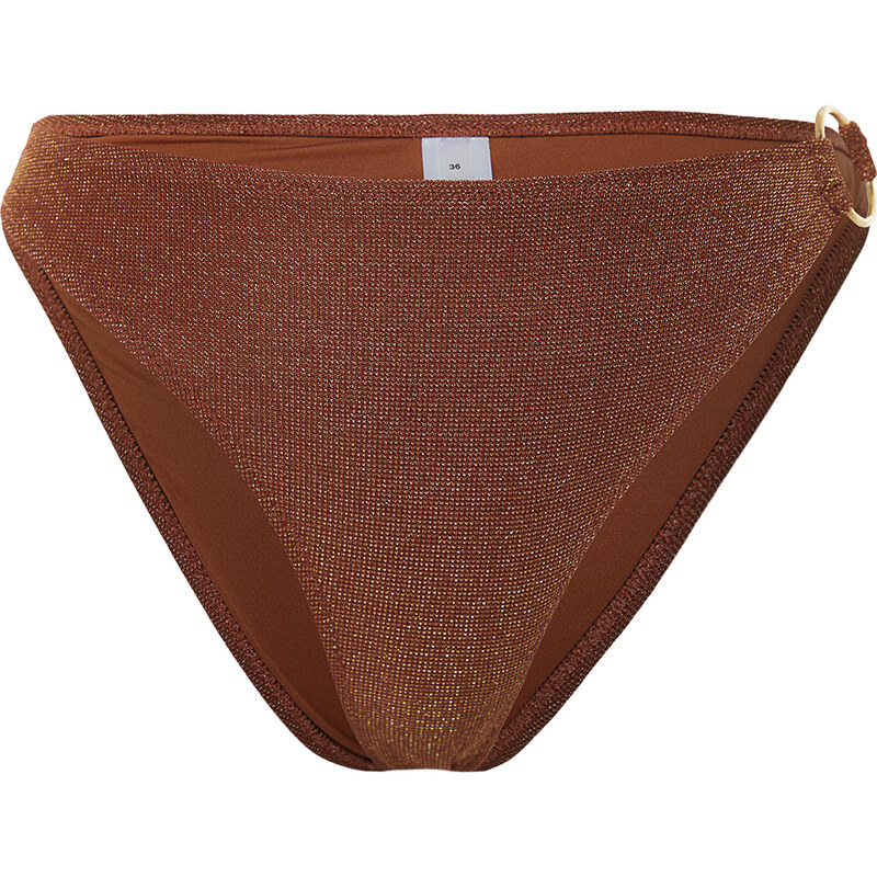 Trendyol Glitter Regular Bikini Bottom with Brown Accessories