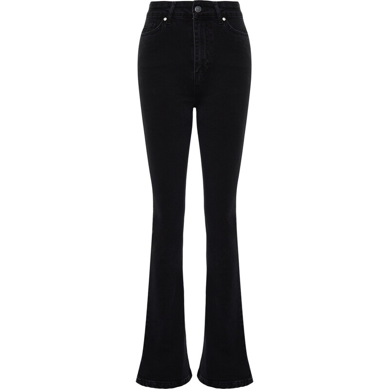 Trendyol Black Cuff Detail High Waist Skinny Flare Jeans