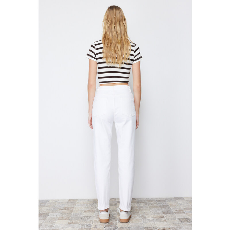 Trendyol White More Sustainable High Waist Mom Jeans