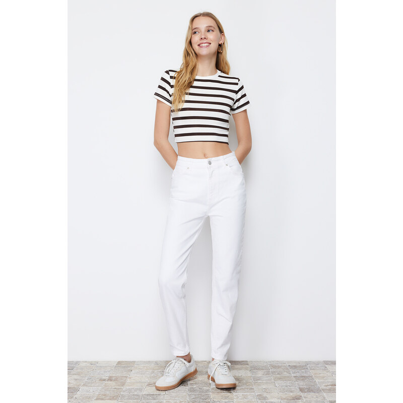 Trendyol White More Sustainable High Waist Mom Jeans