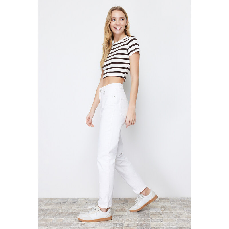 Trendyol White More Sustainable High Waist Mom Jeans