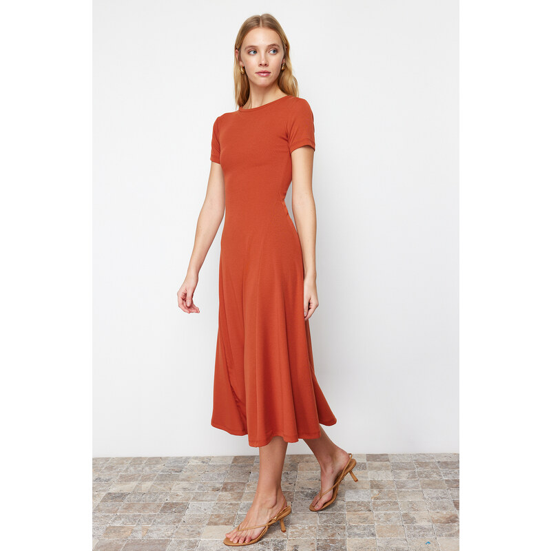 Trendyol Flounce Tile Skirt Elastic Knitted Maxi Dress