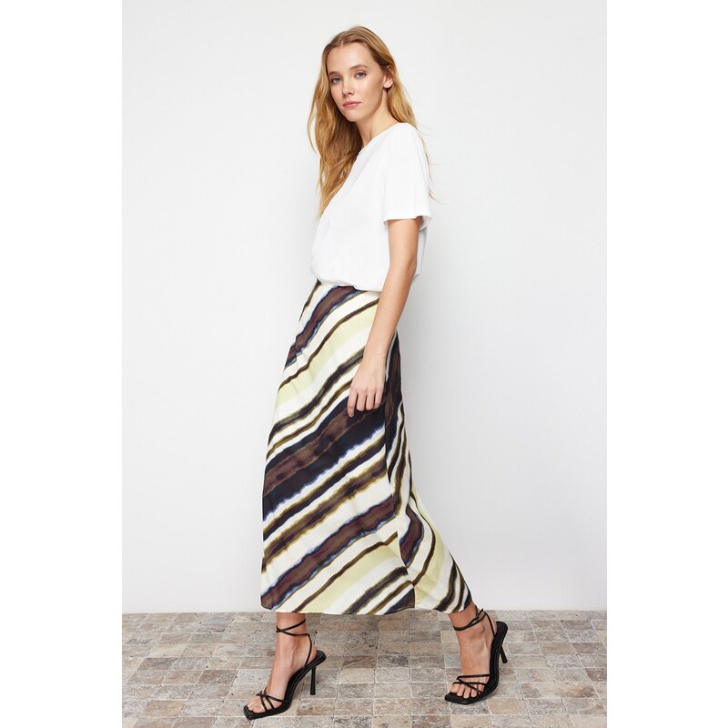 Trendyol Multi Color Satin Pattern A-line Midi Length Woven Skirt