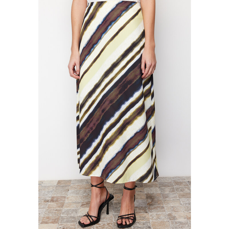 Trendyol Multi Color Satin Pattern A-line Midi Length Woven Skirt