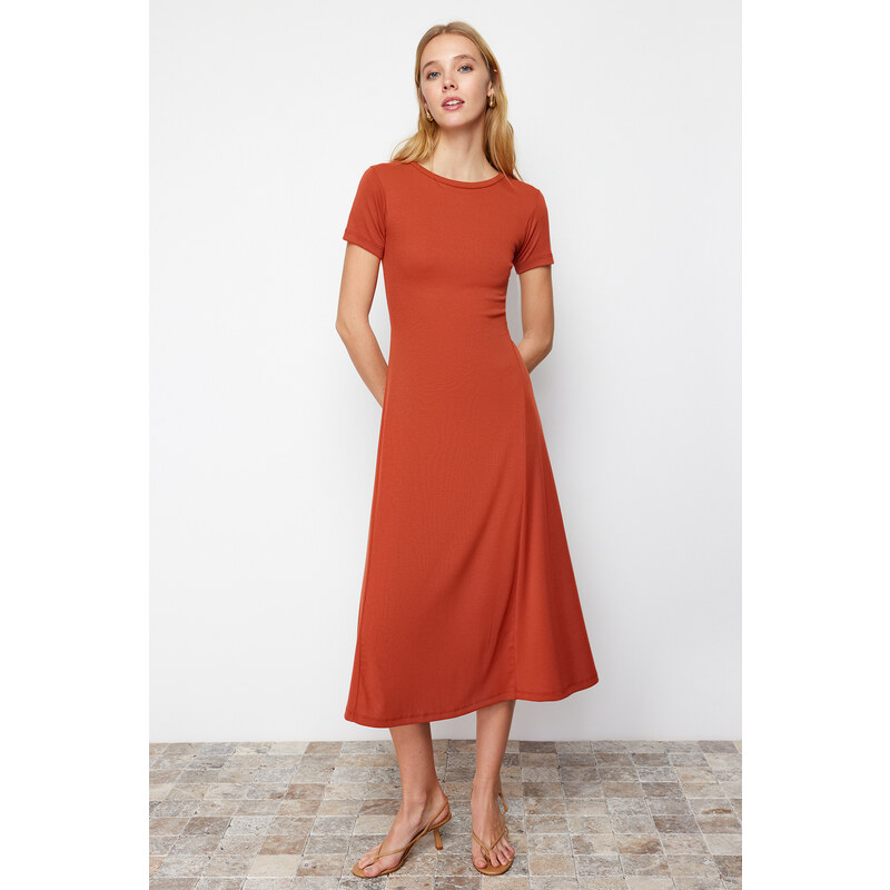 Trendyol Flounce Tile Skirt Elastic Knitted Maxi Dress