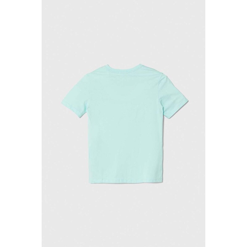 Dětské bavlněné tričko Calvin Klein Jeans tyrkysová barva, s potiskem