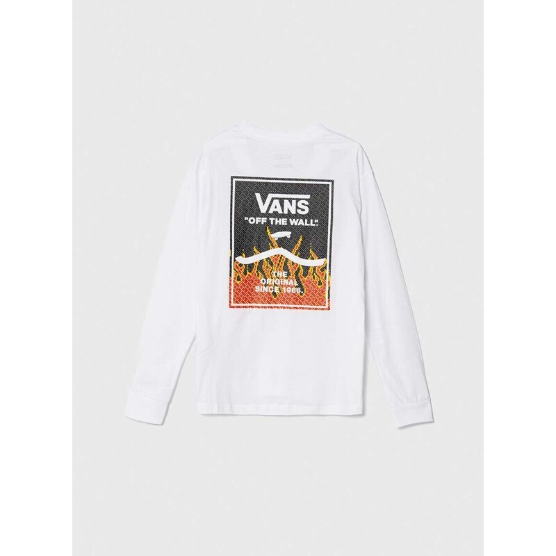 Dětská bavlněná košile s dlouhým rukávem Vans PRINT BOX 2.0 LS BOYS bílá barva, s potiskem