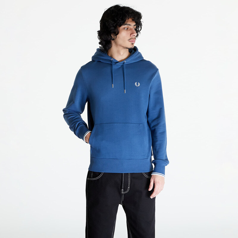 Pánská mikina FRED PERRY Tipped Hooded Sweatshirt Midnight Blue/ Lghice