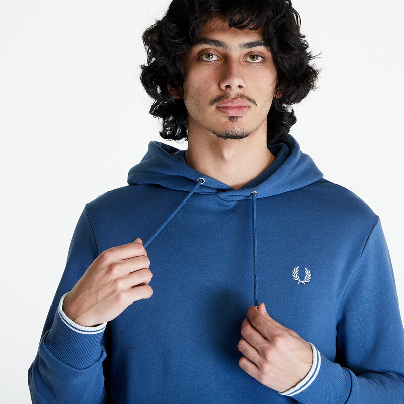 Pánská mikina FRED PERRY Tipped Hooded Sweatshirt Midnight Blue/ Lghice