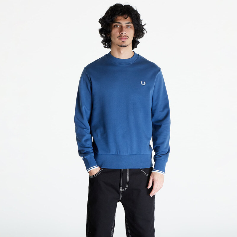 Pánská mikina FRED PERRY Crew Neck Sweatshirt Midnight Blue/ Lghice