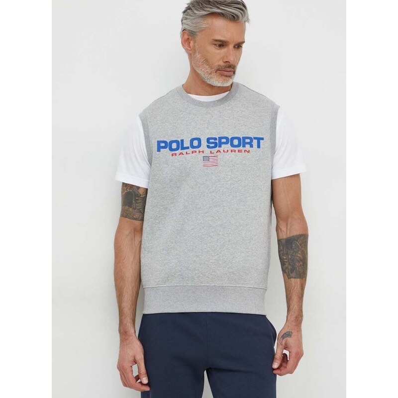 Tričko Polo Ralph Lauren šedá barva