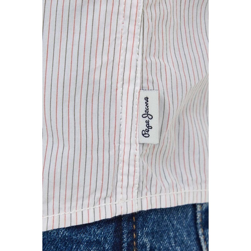Bavlněná košile Pepe Jeans bílá barva, regular, s límečkem button-down