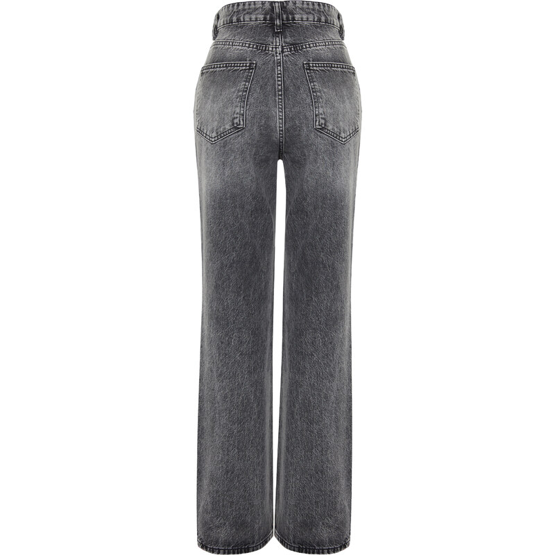 Trendyol Gray High Waist Wide Leg Jeans